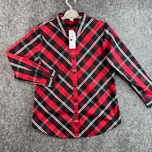 Coldwater Creek Women's Long Sleeve Plaid Shirt Petite Small
